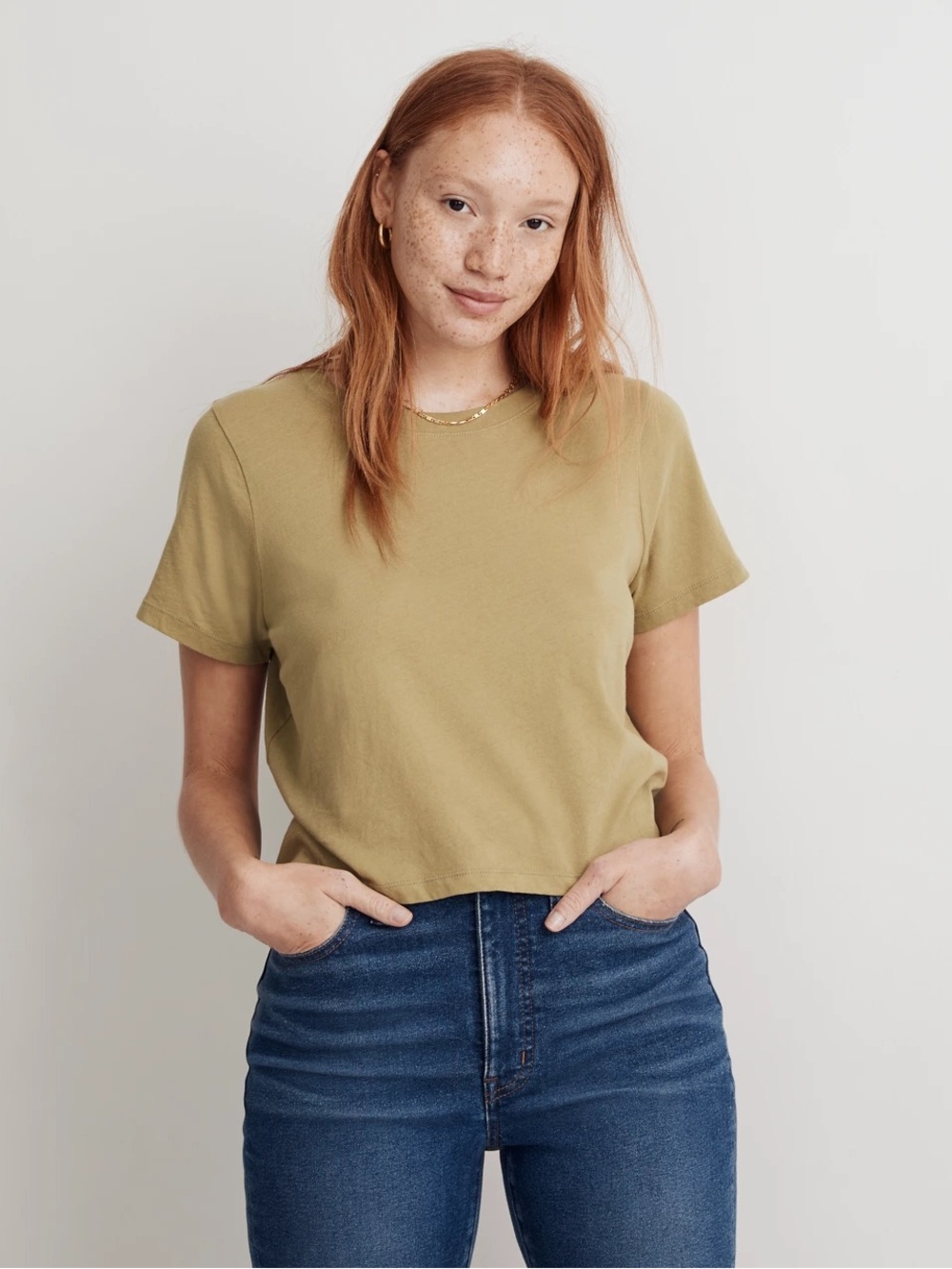 Madewell Softfade Cotton Tee in Muted Olive Small